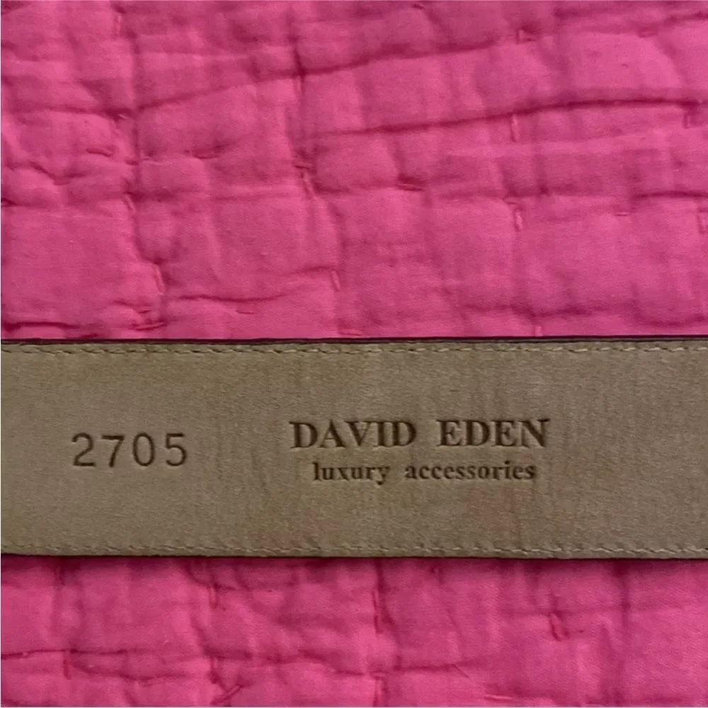 David Eden Brown Crocodile skin Belt with Gold Buckle, L 42 inch